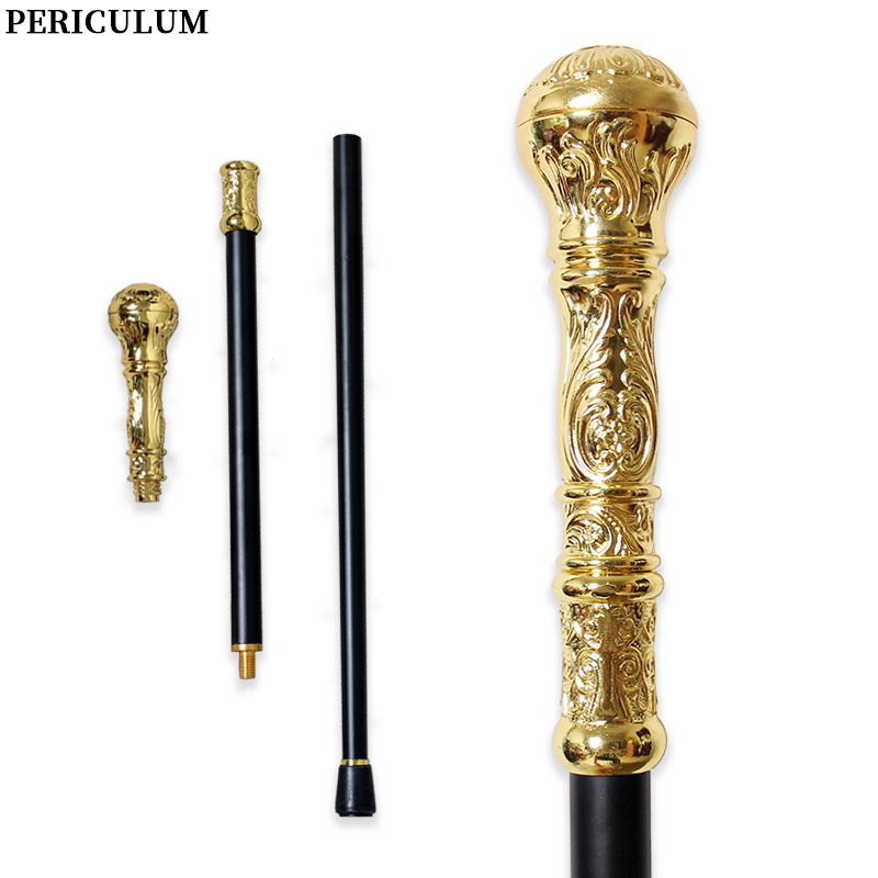 Detachable Cosplay Prop - Glänzender Goldlegierungs-Viktorianischer Gehstock mit Rundem Griff,