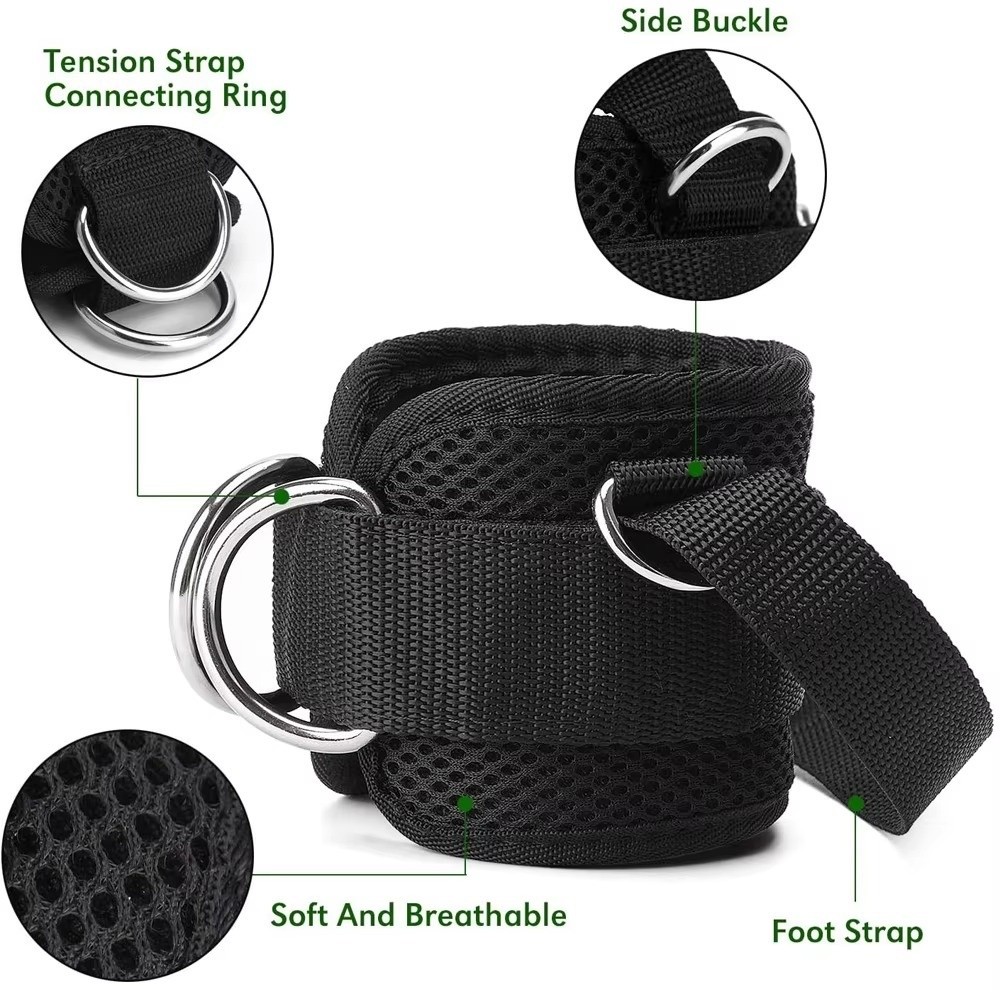 D Ring Strap - Doppel-D-Ring Gym-Fußgelenkriemen Neopren-Gepolsterte Verstellbare Riemen Verstellbare