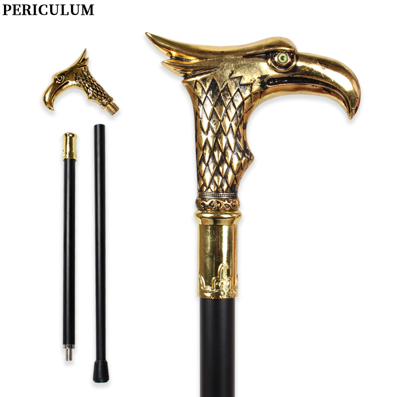 Detachable Cosplay Prop - Glänzender Goldener Adlerkopf-Gehstock mit Gebogenem Griff,