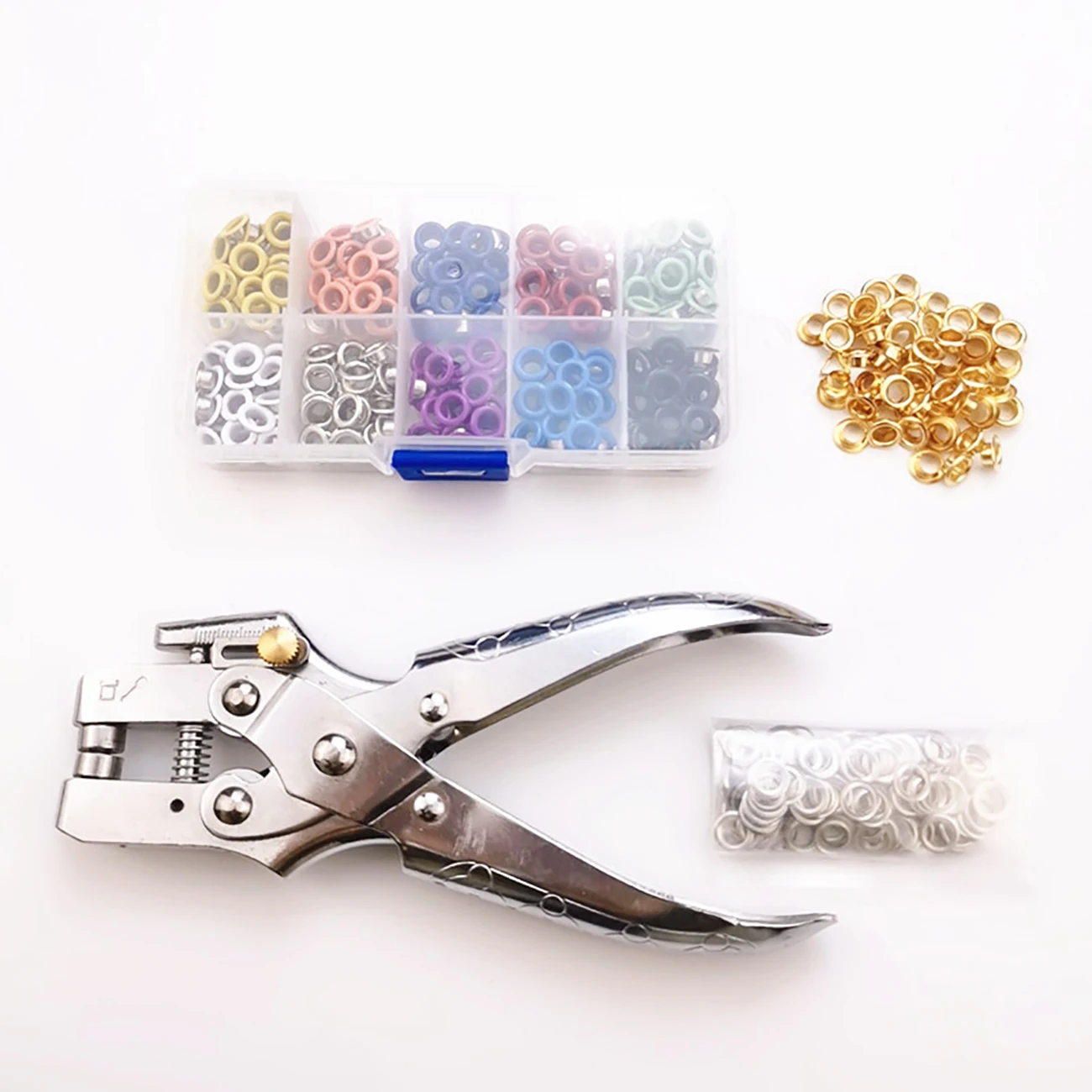 Snap Plier Setter - 5-mm-Ösen-Installationszange mit 300 Stück farbigen Ösen